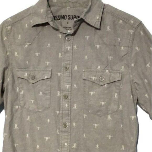 Mossimo Men's Gray Steer Skull Shirt Size S - Picture 2 of 7